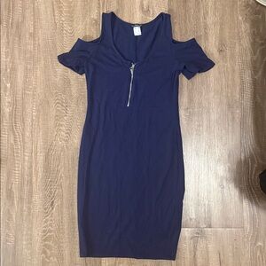 VENUS Navy Cold Shoulder Mini Dress
